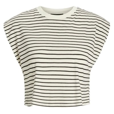 тениска,дамски,тениски,jack,&,jones,zoe,jjxx,short,sleeve,t,shirt,vanilla,ice,stripes,caviar,(beige)