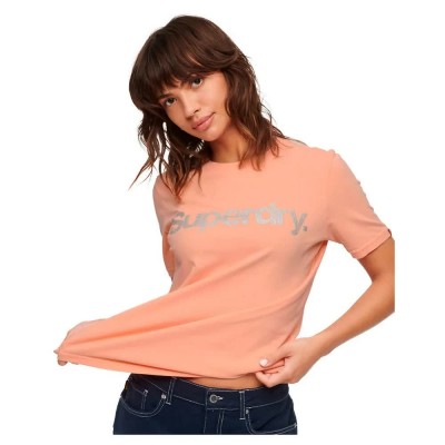 тениска,мъжки,тениски,дамски,тениски,superdry,metallic,core,logo,short,sleeve,t,shirt,pink,(papaya,punch,pink)