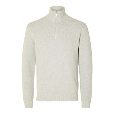 блуза,мъжки,пуловери,selected,dane,half,zip,sweater,light,grey,melange,(grey)