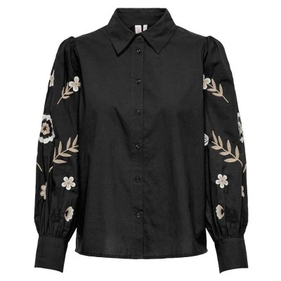 риза,с,дълъг,ръкав,дамски,блузи,дамски,ризи,only,zora,lise,long,sleeve,shirt,black,(black,detail,cloud,ecru)