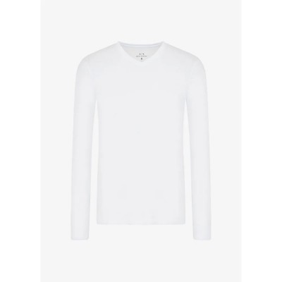 тениска,мъжки,тениски,armani,exchange,8nzm99,zja5z,long,sleeve,v,neck,t,shirt,white