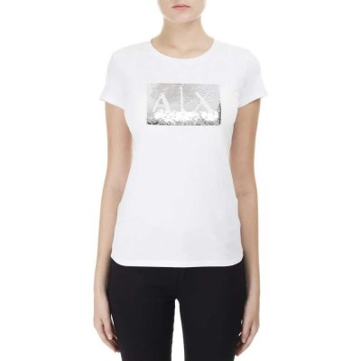 тениска,дамски,тениски,armani,exchange,8nytdl,short,sleeve,t,shirt,white,(white,ground,silve)