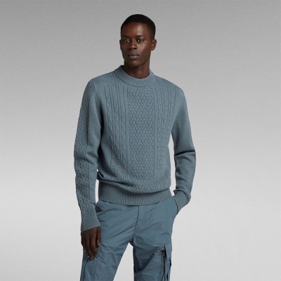 блуза,мъжки,пуловери,g,star,cable,r,crew,neck,sweater,grey