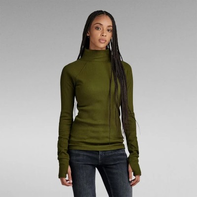 тениска,дамски,тениски,g,star,d23339,d289,long,sleeve,high,neck,t,shirt,green,(dark,olive)