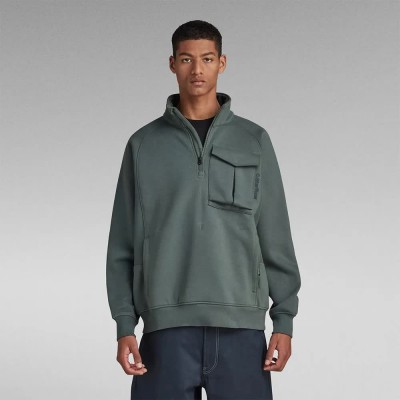 блуза,мъжки,пуловери,g,star,d23893,d425,half,zip,sweatshirt,graphite,(green)