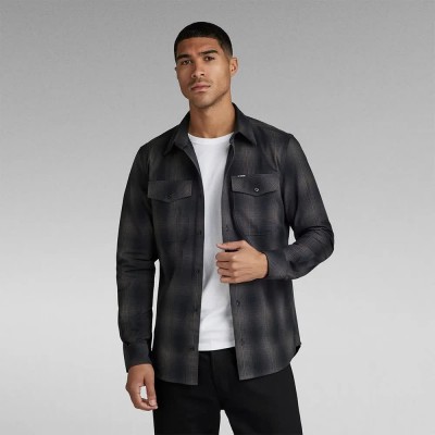 карирана,риза,мъжки,ризи,g,star,marine,slim,fit,long,sleeve,shirt,dark,black,vanderbilt,check,(black)