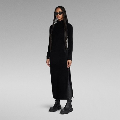 рокля,дамски,поли,и,рокли,g,star,velvet,slit,long,sleeve,short,dress,black