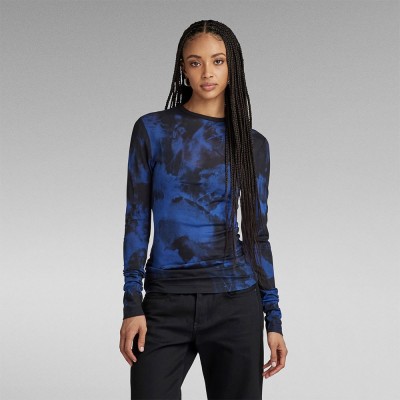 тениска,дамски,тениски,g,star,vintage,wash,long,sleeve,t,shirt,blue