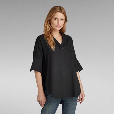 риза,с,къс,ръкав,дамски,блузи,дамски,ризи,g,star,woven,tunic,short,sleeve,shirt,black