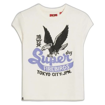 тениска,дамски,тениски,superdry,embellished,poster,cap,short,sleeve,t,shirt,winter,white,(white)