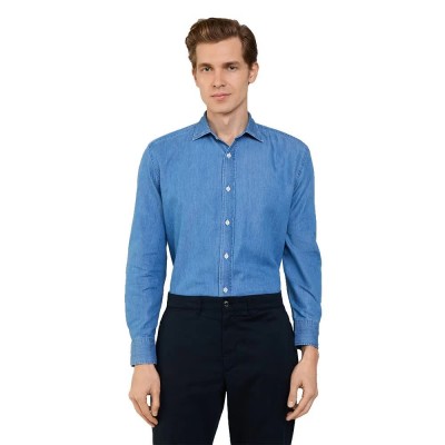 риза,с,дълъг,ръкав,мъжки,ризи,façonnable,chambray,long,sleeve,shirt,medium,stone,wash,(blue)