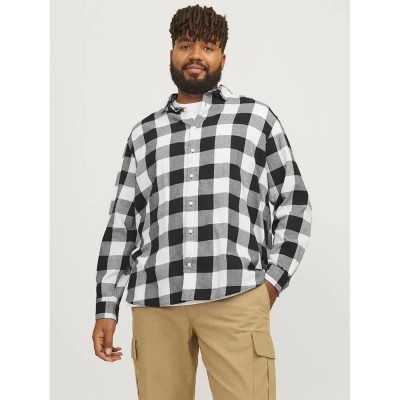 риза,с,дълъг,ръкав,мъжки,ризи,jack,&,jones,gingham,twill,plus,size,long,sleeve,shirt,multicolor,(whisper,white)