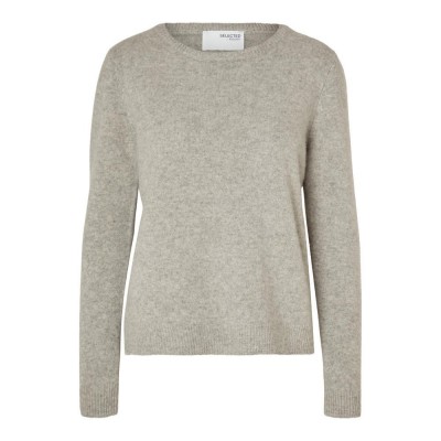 блуза,дамски,пуловери,дамски,плетени,дрехи,selected,manila,cashmere,o,neck,sweater,grey