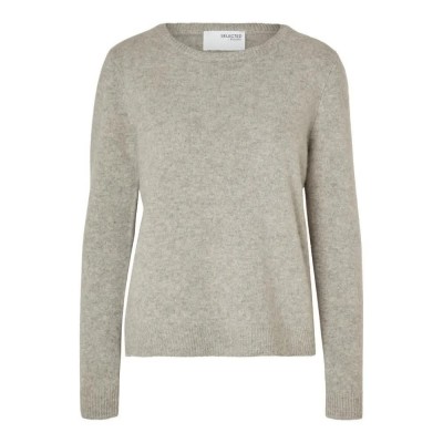 блуза,дамски,пуловери,дамски,плетени,дрехи,selected,manila,cashmere,sweater,light,grey,melange