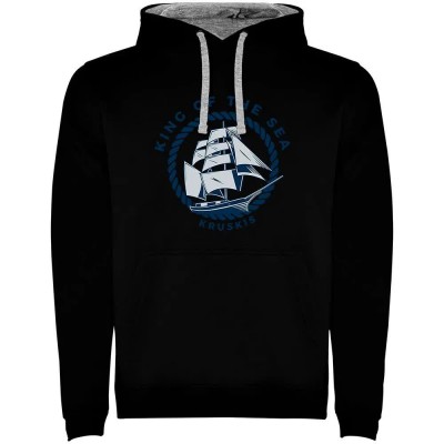 суичър,мъжки,пуловери,kruskis,king,of,the,sea,two,colour,hoodie,black,grey,(black)