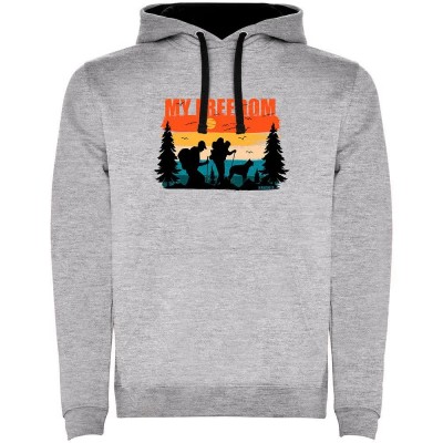 суичър,мъжки,пуловери,kruskis,my,freedom,two,colour,hoodie,heather,grey,black,(grey)