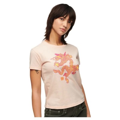 тениска,дамски,тениски,superdry,dragon,slim,short,sleeve,t,shirt,pink,clay,(pink)