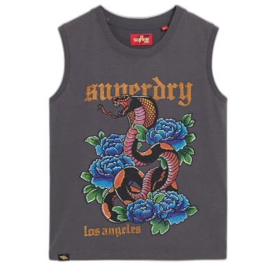 тениска,дамски,тениски,superdry,tattoo,rhinestone,tank,sleeveless,t,shirt,charcoal,(multicolor)