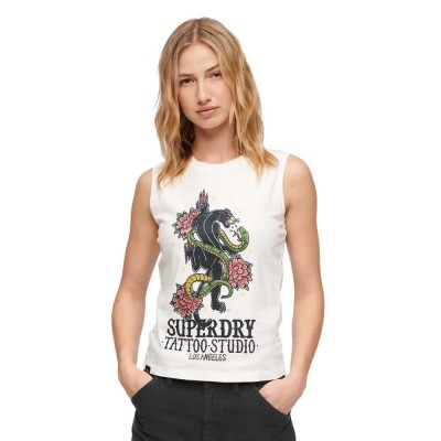 тениска,дамски,тениски,superdry,tattoo,rhinestone,tank,sleeveless,t,shirt,ecru,(multicolor)