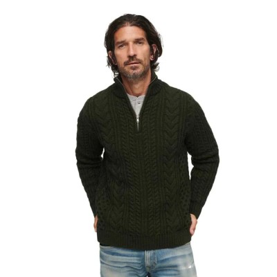 блуза,мъжки,пуловери,superdry,vintage,jacob,henley,half,zip,sweater,green,(surplus,goods,olive)