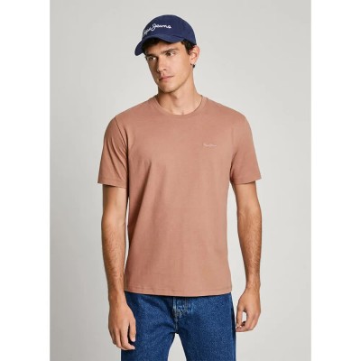 тениска,мъжки,тениски,pepe,jeans,connor,short,sleeve,t,shirt,stag,brown,(brown)