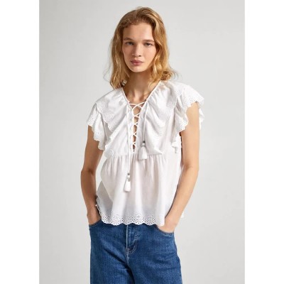 дамски,блузи,дамски,ризи,pepe,jeans,dorotea,short,sleeve,blouse,white