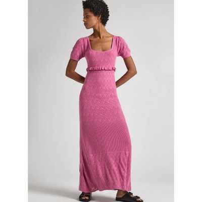 рокля,дамски,поли,и,рокли,pepe,jeans,goldie,short,sleeve,long,dress,pink