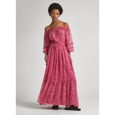 рокля,дамски,поли,и,рокли,pepe,jeans,marlene,long,sleeve,long,dress,pink
