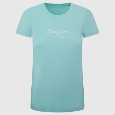 тениска,дамски,тениски,pepe,jeans,new,virginia,short,sleeve,t,shirt,aqua,blue,(blue)