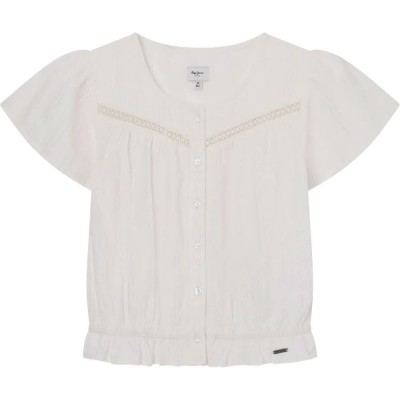 детски,ризи,детски,облекла,за,момичета,детски,блузи,pepe,jeans,querima,short,sleeve,blouse,mousse,white,(beige)
