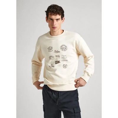 блуза,мъжки,пуловери,pepe,jeans,roope,sweatshirt,ivory,white