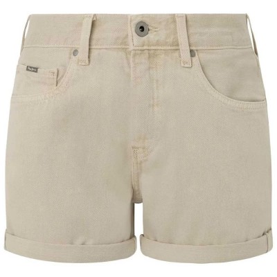 къси,панталони,дамски,панталони,pepe,jeans,straight,fit,high,waist,denim,shorts,malt,beige,(beige)