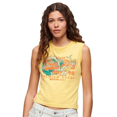 тениска,дамски,тениски,superdry,la,graphic,sleeveless,t,shirt,sun,yellow,marl,(yellow)