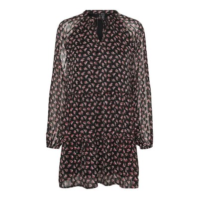 рокля,дамски,поли,и,рокли,vero,moda,sofia,long,sleeve,dress,black,(black,aop,small,pink,flower)