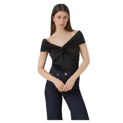 тениска,дамски,тениски,vero,moda,salla,of,shoulder,short,sleeve,t,shirt,black,(black)