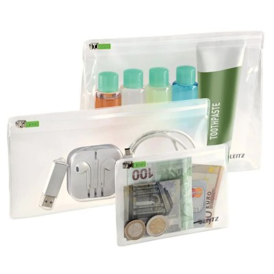 несесер,тоалетни,принадлежности,leitz,traveller,zipper,xs,s,m,wash,bag,3,units,transparent,(clear)