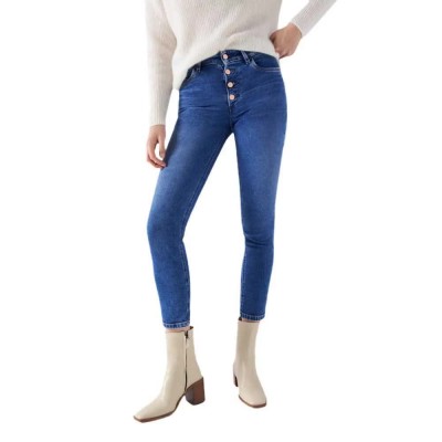 дънки,дамски,панталони,salsa,jeans,destiny,crop,slim,fit,buttons,in,the,front,jeans,blue,(medium,wash)