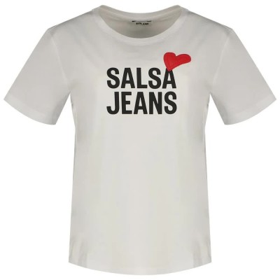 тениска,дамски,тениски,salsa,jeans,heart,branding,short,sleeve,t,shirt,white,(white)