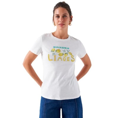 тениска,дамски,тениски,salsa,jeans,lemons,short,sleeve,t,shirt,white,(light,pearl)