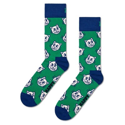чорапи,мъжки,чорапи,happy,socks,cat,long,socks,green,(green)