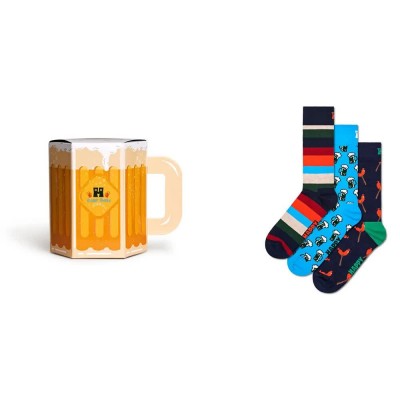 чорапи,мъжки,чорапи,happy,socks,wurst,and,beers,gift,set,half,long,socks,3,pairs,clear,(navy)