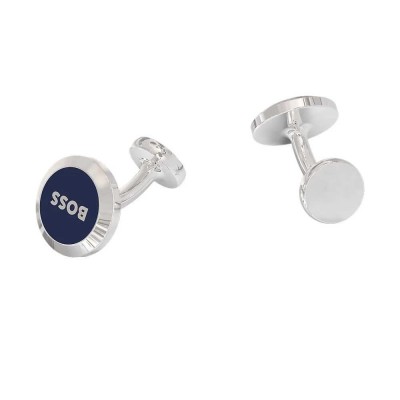 бижутерия,boss,b,logo,insert,cufflinks,silver,(navy)