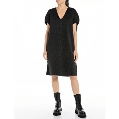 рокля,дамски,поли,и,рокли,replay,w9081.000.22672,short,sleeve,dress,black,(black,lurex)