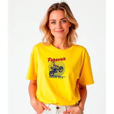 тениска,дамски,тениски,kruskis,forever,vintage,short,sleeve,t,shirt,yellow,(yellow)
