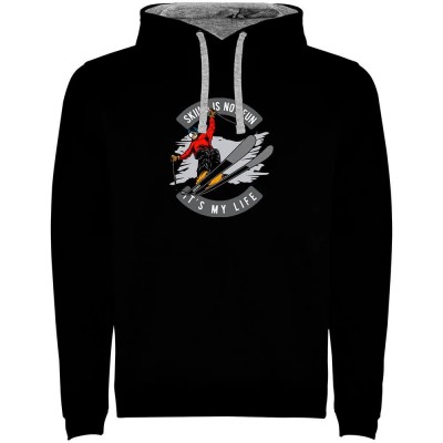 суичър,мъжки,пуловери,kruskis,skiing,is,not,fun,bicolor,hoodie,black,grey,(black)