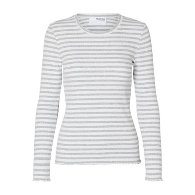 тениска,дамски,тениски,selected,anna,stripe,long,sleeve,t,shirt,grey,(light,grey,melange,stripes,w,snow,white,stripes)