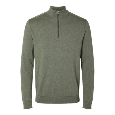 блуза,мъжки,пуловери,дамски,пуловери,selected,berg,half,zip,sweater,green,(kalamata,detail,melange)