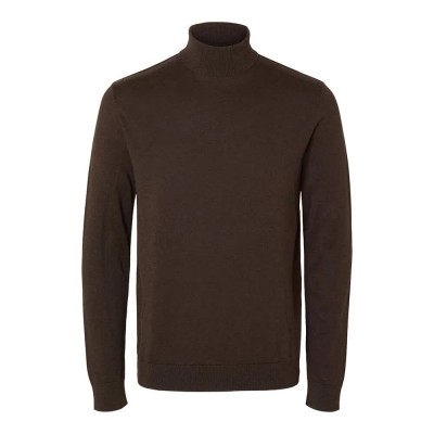 блуза,мъжки,пуловери,selected,berg,high,neck,sweater,brown,(chocolate,torte,detail,melange)