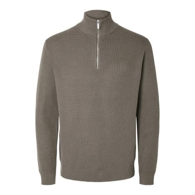 блуза,мъжки,пуловери,selected,dane,half,zip,sweater,morel,(grey)