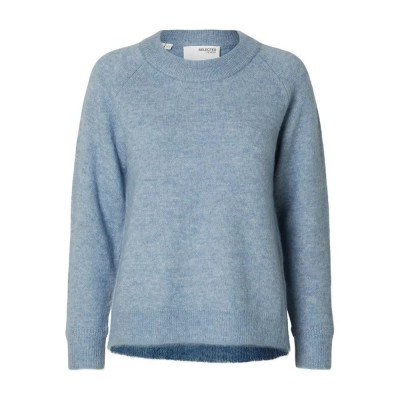 блуза,дамски,пуловери,дамски,плетени,дрехи,selected,lulu,sweater,blue,(endless,sky,detail,melange)